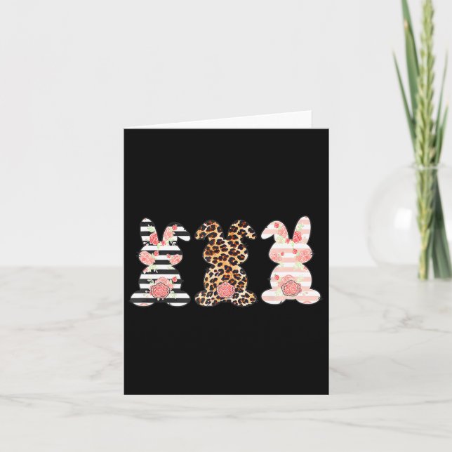 Easter Bunny Trio Shirt Rabbit Leopard Matching Cu Card (Front)