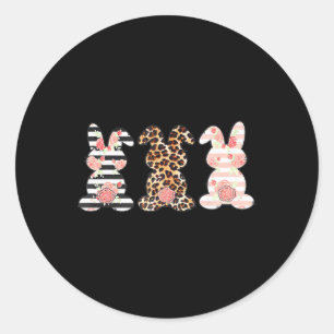 Easter Bunny Trio Shirt Rabbit Leopard Matching Cu Classic Round Sticker