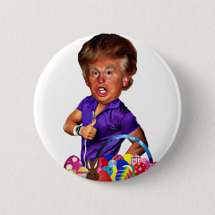 easter bunny trump 6 cm round badge