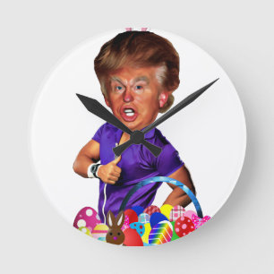 easter bunny trump round clock