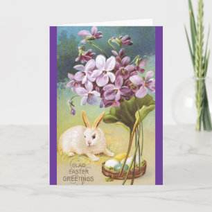 Easter Bunny & Violets Holiday Card