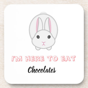 Easter bunny waiting to eat chocolates        coaster
