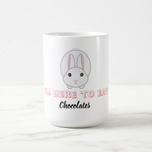 Easter bunny waiting to eat chocolates coffee mug