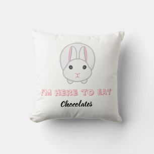 Easter bunny waiting to eat chocolates cushion
