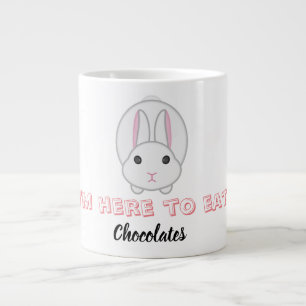 Easter bunny waiting to eat chocolates large coffee mug