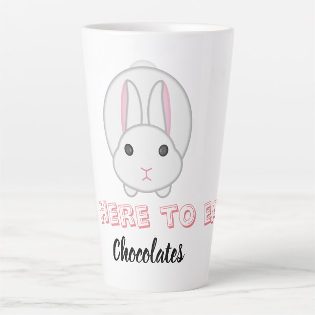 Easter bunny waiting to eat chocolates         latte mug (Front)