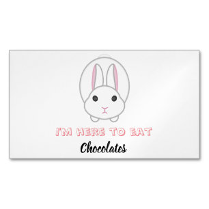 Easter bunny waiting to eat chocolates     magnetic business card