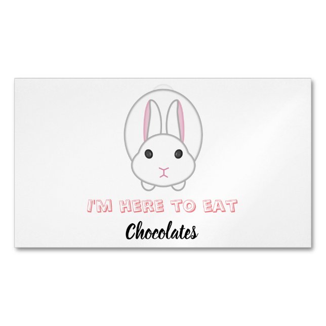 Easter bunny waiting to eat chocolates     magnetic business card (Front)