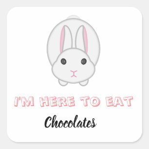 Easter bunny waiting to eat chocolates square sticker