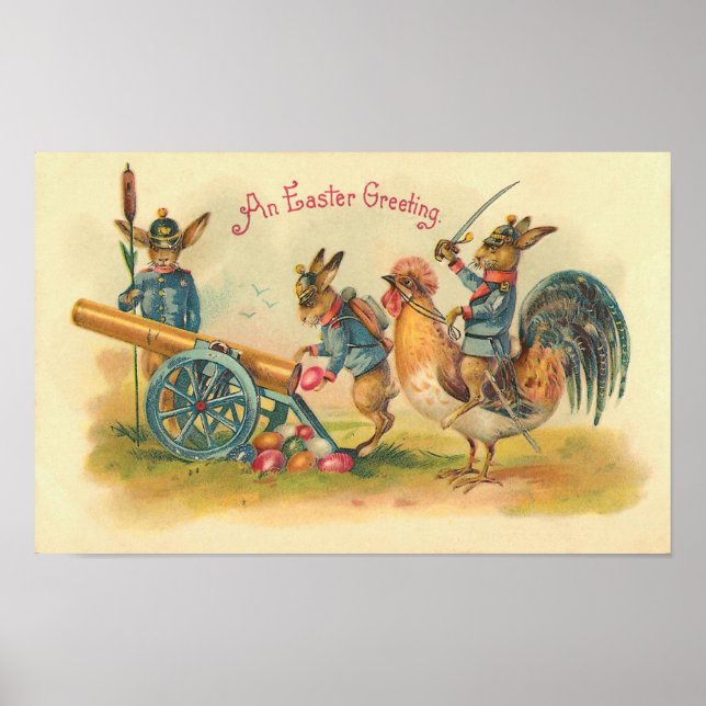 Easter Bunny War Vintage Poster (Front)