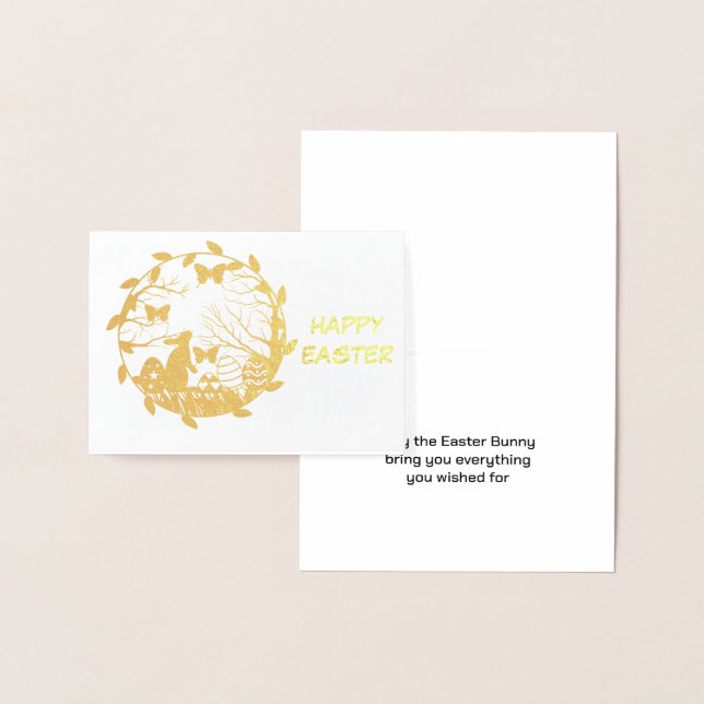 Easter Bunny Wishes Gold Foil Card (Display)