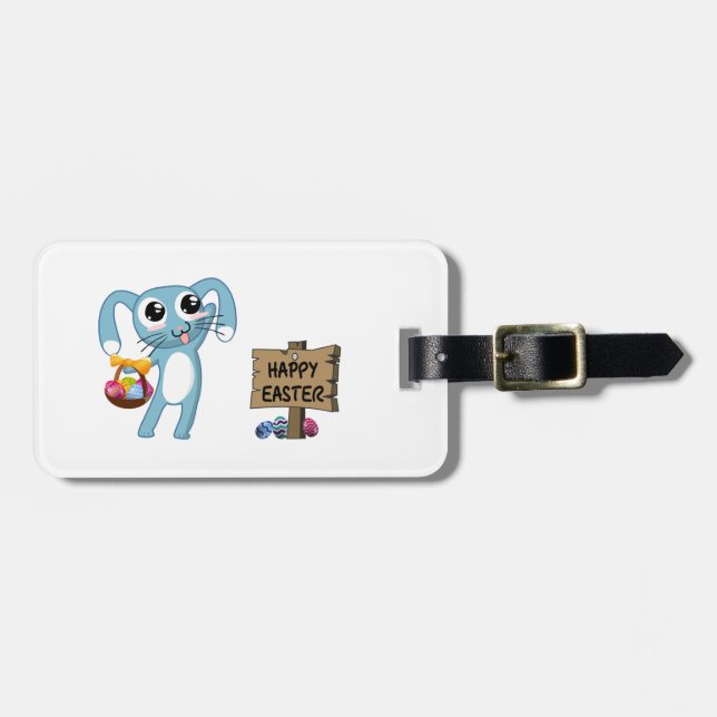 Easter Bunny wishes Happy Easter Luggage Tag (Front Horizontal)