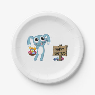 Easter Bunny wishes Happy Easter Paper Plate