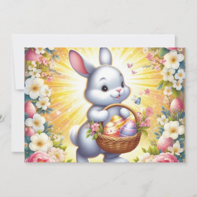 easter bunny with a basket invitation (Front)