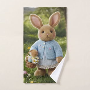 Easter Bunny with a Basket of Eggs Hand Towel