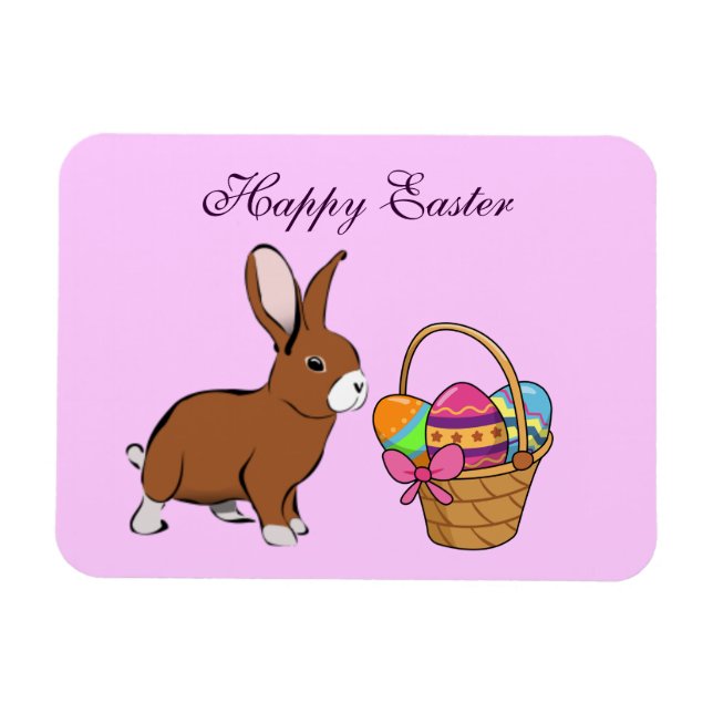 Easter Bunny With Basket Magnet (Horizontal)