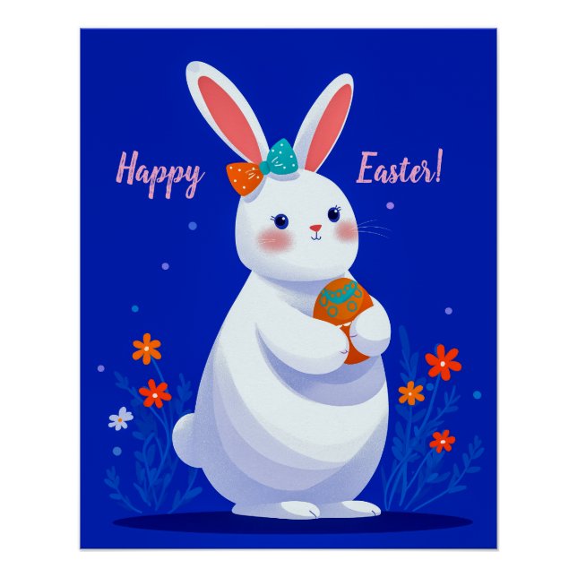 Easter Bunny with Blue Background  Poster (Front)