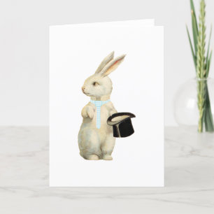 Easter Bunny with Blue Gingham Tie Holiday Card