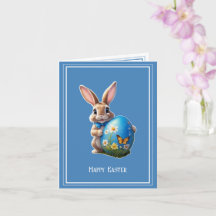 Easter bunny with blue ribbon