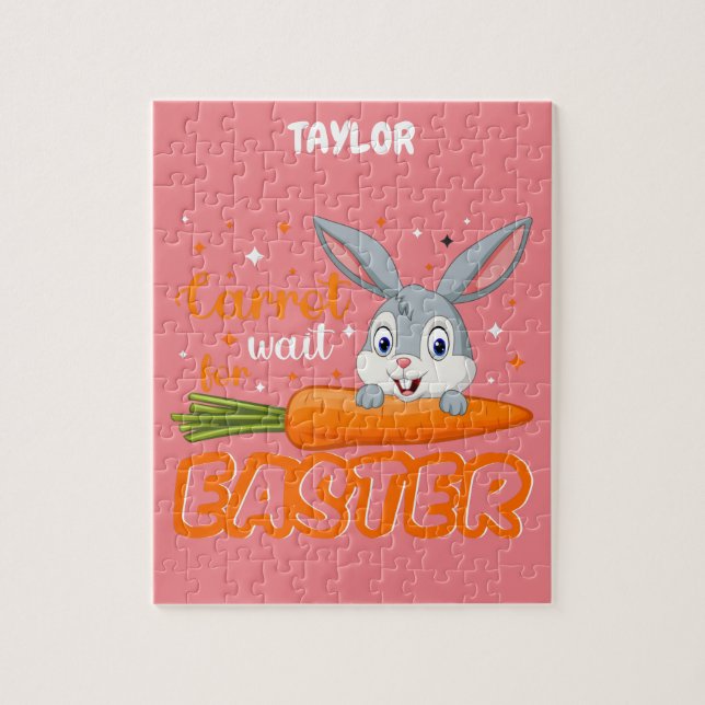 EASTER "BUNNY WITH CARROT" PUZZLE PERSONALIZED. (Vertical)