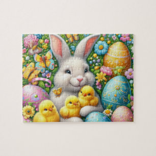 Easter Bunny With Chicks Jigsaw Puzzle