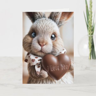 Easter Bunny With Chocolate Heart Holiday Card