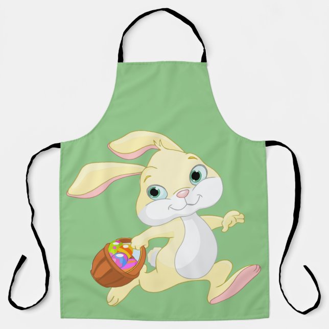 EASTER BUNNY WITH COLORFUL EASTER EGG BASKET APRON (Front)