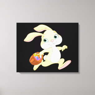 EASTER BUNNY WITH COLORFUL EASTER EGG BASKET CANVAS PRINT
