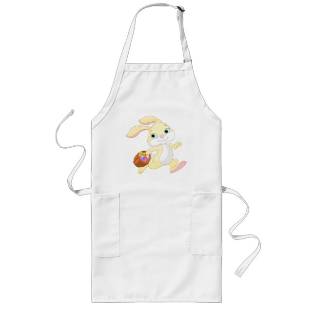 EASTER BUNNY WITH COLORFUL EASTER EGG BASKET LONG APRON (Front)