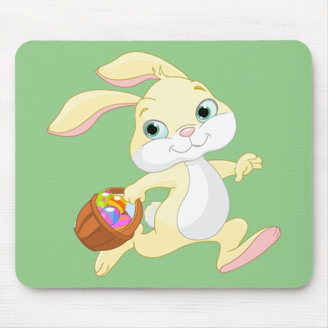 EASTER BUNNY WITH COLORFUL EASTER EGG BASKET MOUSE PAD (Front)