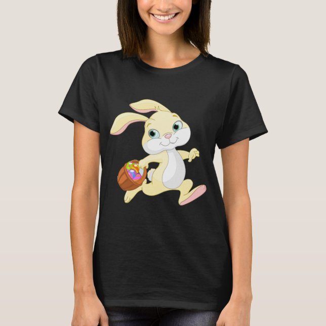 EASTER BUNNY WITH COLORFUL EASTER EGG BASKET T-Shirt (Front)