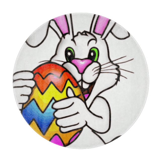 EASTER BUNNY WITH COLORFUL EASTER EGG CUTTING BOARD (Front)
