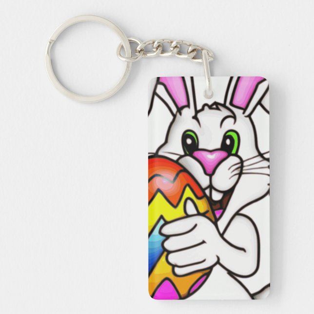 EASTER BUNNY WITH COLORFUL EASTER EGG KEY RING (Front)