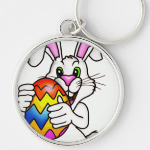 EASTER BUNNY WITH COLORFUL EASTER EGG KEY RING