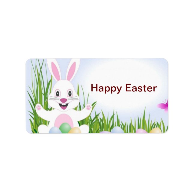 Easter Bunny with coloured eggs Label (Front)