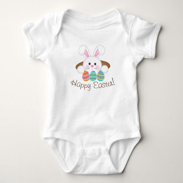 Easter Bunny With Colourful Easter Eggs Baby Bodysuit (Front)