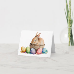 Easter Bunny with Colourful Easter Eggs BLANK Card