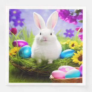 Easter Bunny With Easter Egg Basket Napkin