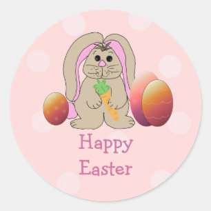 Easter Bunny With Easter Eggs Classic Round Sticker
