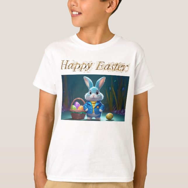 Easter bunny with Easter Eggs Happy Easter T-Shirt (Front)