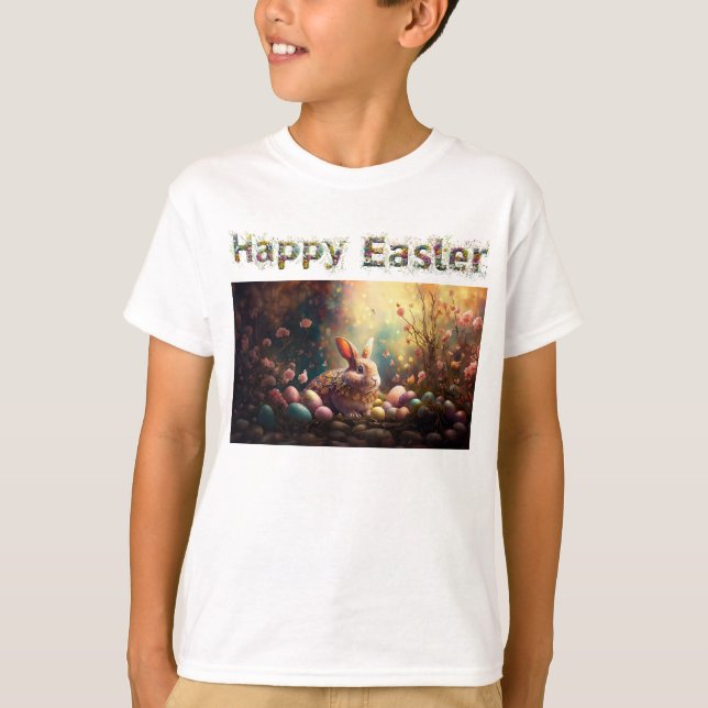 Easter Bunny with Easter Eggs Happy Easter T-Shirt (Front)