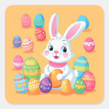 Easter Bunny with Easter Eggs Sticker Sheet