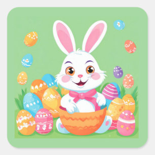 Easter Bunny with Easter Eggs Sticker Sheet 