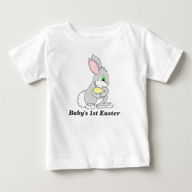 Easter Bunny with Egg Personalised Baby T-Shirt (Front)