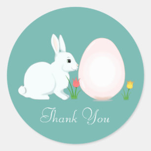Easter Bunny with Egg Thank You Classic Round Stic Sticker