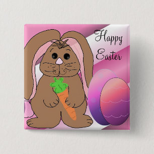 Easter Bunny With Eggs 15 Cm Square Badge