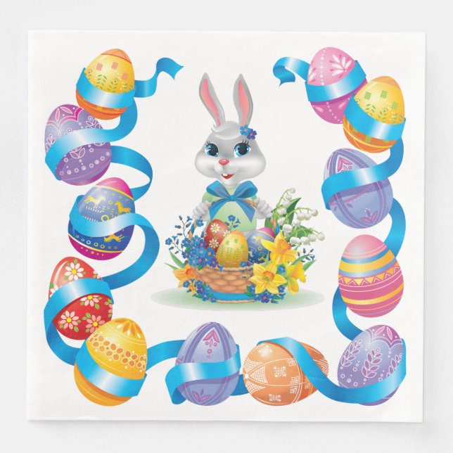 Easter Bunny With Eggs Napkin (Front)