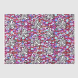 Easter bunny with eggs on red tissue paper