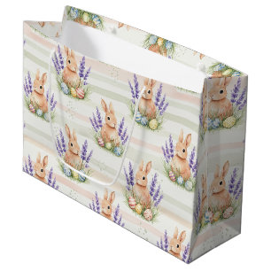 Easter Bunny with Eggs Spring Pastel Pattern (10) Large Gift Bag
