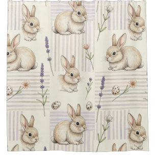 Easter Bunny with Eggs Spring Pastel Pattern (4) Shower Curtain